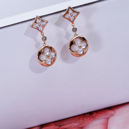 [NOBLE AURA]STAR AND SUN PINK GOLD MOP DROP EARRINGS