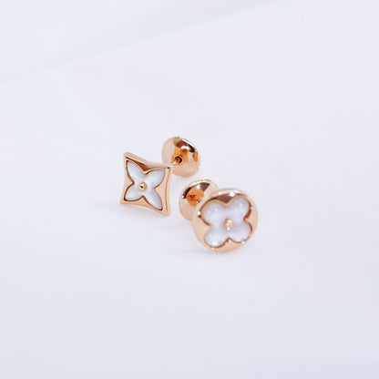 [NOBLE AURA]STAR AND SUN PINK GOLD MOP STUD EARRINGS