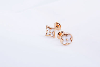 [NOBLE AURA]STAR AND SUN PINK GOLD MOP STUD EARRINGS