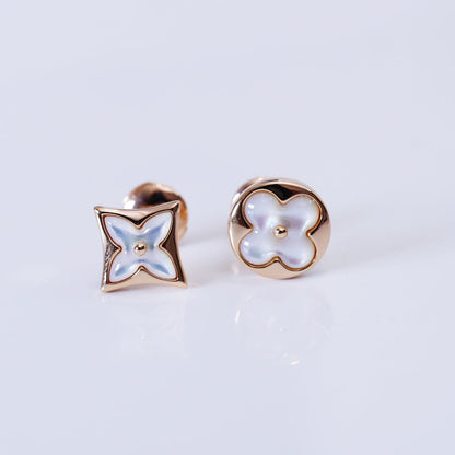 [NOBLE AURA]STAR AND SUN PINK GOLD MOP STUD EARRINGS