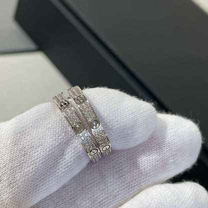 [NOBLE AURA]LOVE DIAMOND SILVER HOOP EARRINGS