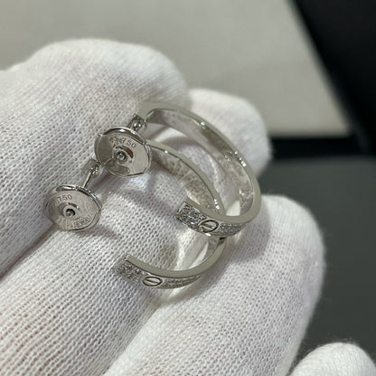 [NOBLE AURA]LOVE DIAMOND SILVER HOOP EARRINGS
