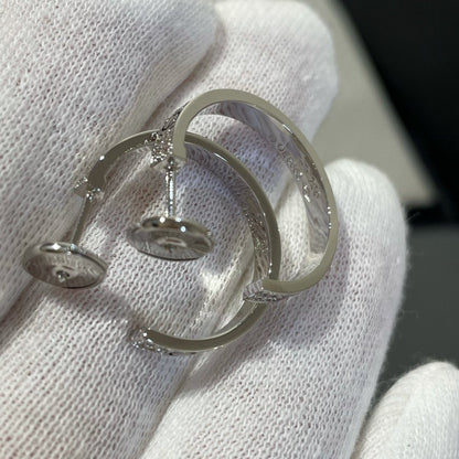 [NOBLE AURA]LOVE DIAMOND SILVER HOOP EARRINGS