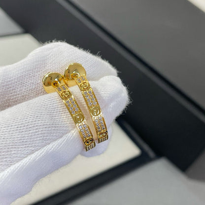 [NOBLE AURA]LOVE DIAMOND GOLD HOOP EARRINGS