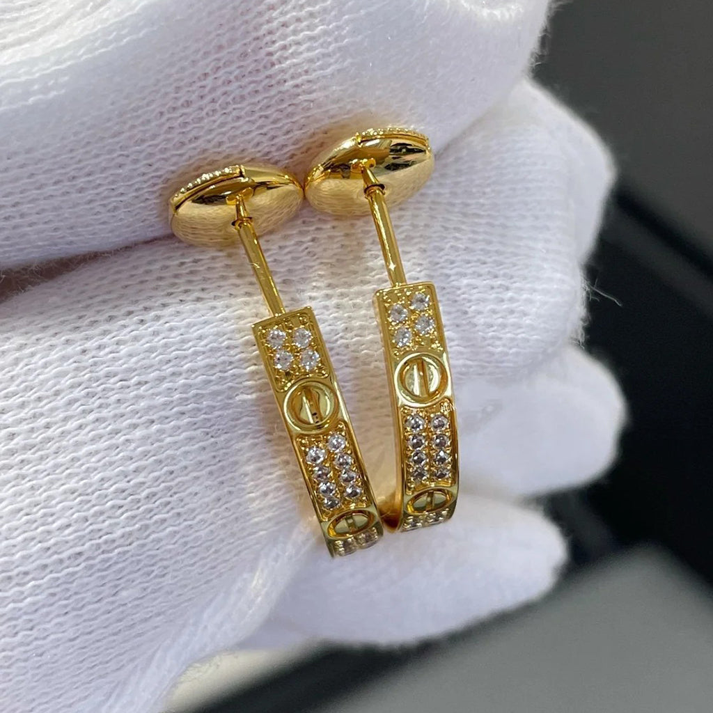 [NOBLE AURA] LOVE EARRINGS 3.6MM DIAMOND PAVED