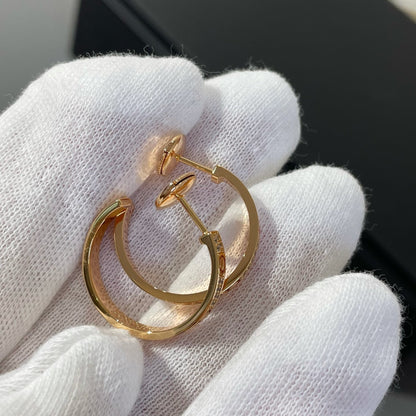 [NOBLE AURA]LOVE DIAMOND PINK GOLD HOOP EARRINGS