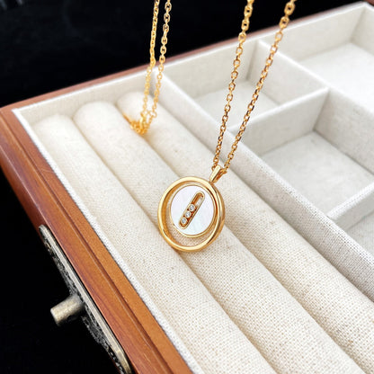 [NOBLE AURA]LUCKY MOVE MOP PINK GOLD NECKLACE