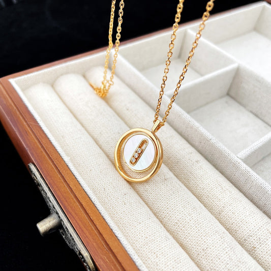 [NOBLE AURA]LUCKY MOVE MOP PINK GOLD NECKLACE