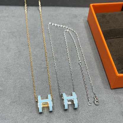 [NOBLE AURA]POP H SKY BLUE NECKLACE