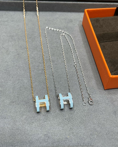 [NOBLE AURA]POP H SKY BLUE NECKLACE