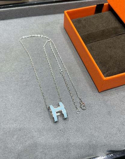 [NOBLE AURA]POP H SKY BLUE NECKLACE