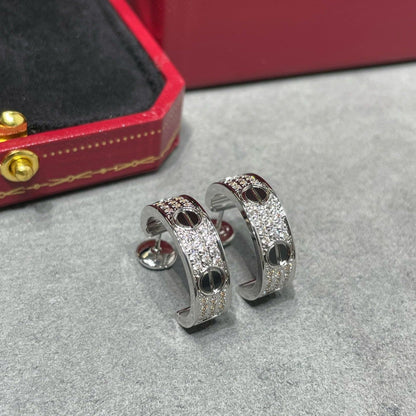 [NOBLE AURA] LOVE CERAMIC DIAMOND PAVED SILVER EARRINGS