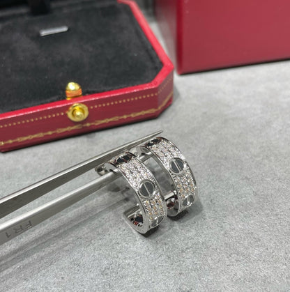 [NOBLE AURA]LOVE CERAMIC DIAMOND PAVED SILVER EARRINGS