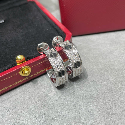 [NOBLE AURA] LOVE CERAMIC DIAMOND PAVED SILVER EARRINGS
