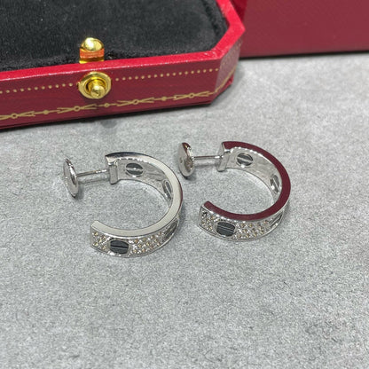[NOBLE AURA] LOVE CERAMIC DIAMOND PAVED SILVER EARRINGS