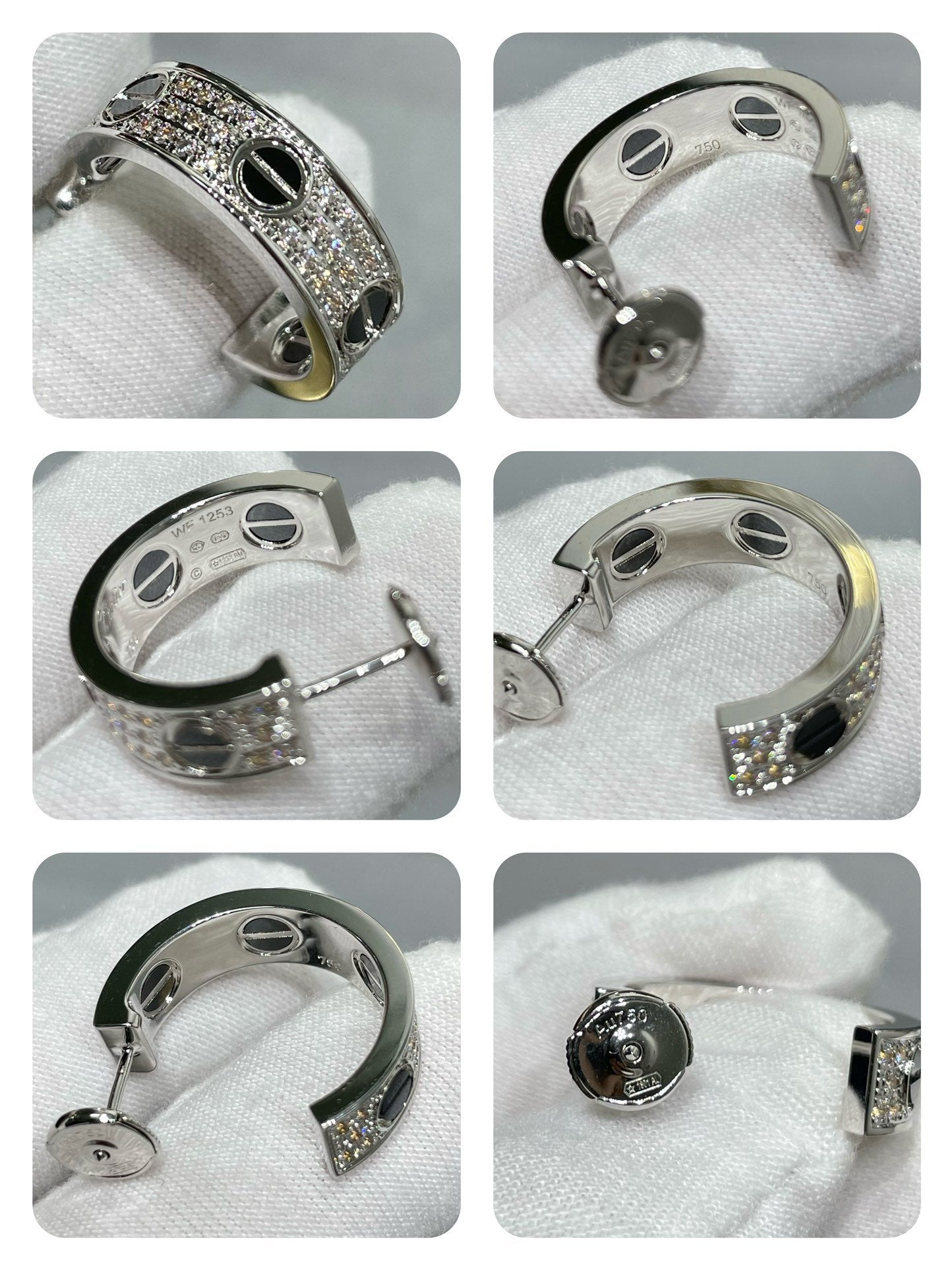 [NOBLE AURA] LOVE CERAMIC DIAMOND PAVED SILVER EARRINGS
