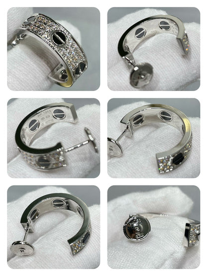[NOBLE AURA] LOVE CERAMIC DIAMOND PAVED SILVER EARRINGS