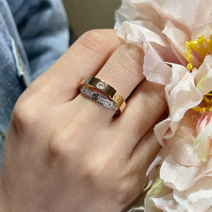[NOBLE AURA] LOVE PINK GOLD SILVER DIAMOND DOUBLE RING