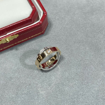 [NOBLE AURA] LOVE PINK GOLD SILVER DIAMOND DOUBLE RING