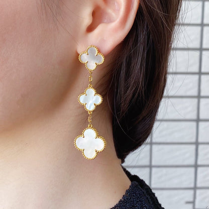 [NOBLE AURA]CLOVER MOP 3 MOTIFS GOLD EARRINGS