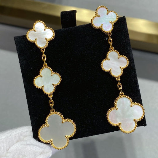 [NOBLE AURA]CLOVER MOP 3 MOTIFS GOLD EARRINGS