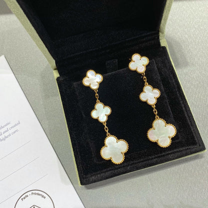 [NOBLE AURA]CLOVER MOP 3 MOTIFS GOLD EARRINGS