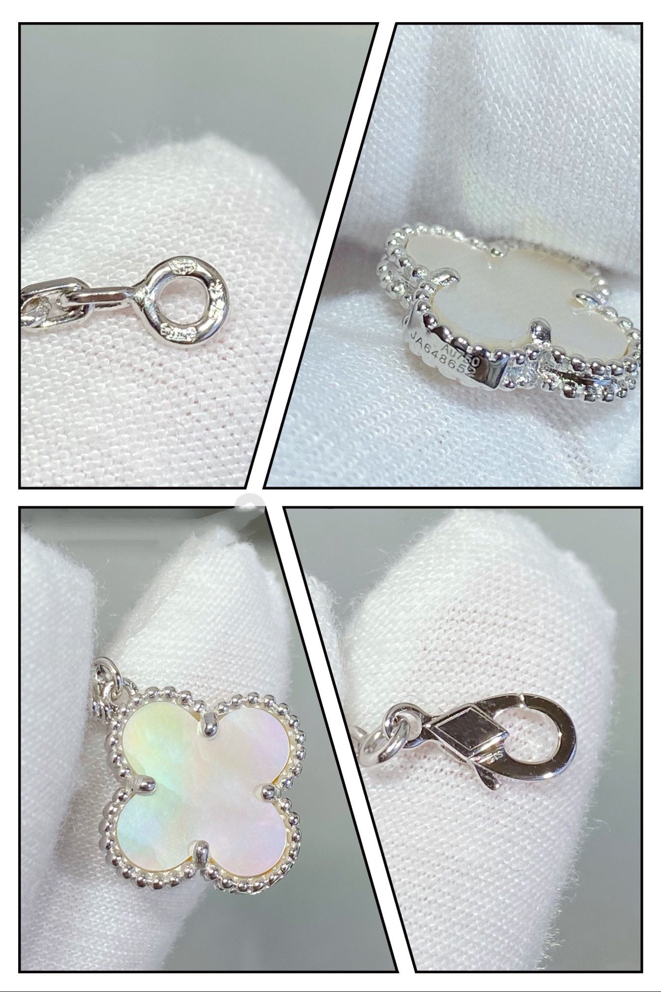 [NOBLE AURA]CLOVER 5 MOTIF WHITE MOP SILVER BRACELET