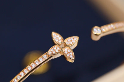 [NOBLE AURA]IDYLLE PINK GOLD OPEN BRACELET DIAMOND PAVED