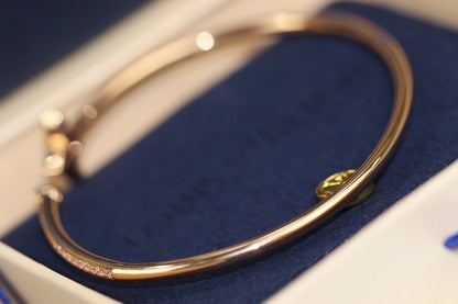 [NOBLE AURA]IDYLLE PINK GOLD OPEN BRACELET DIAMOND PAVED