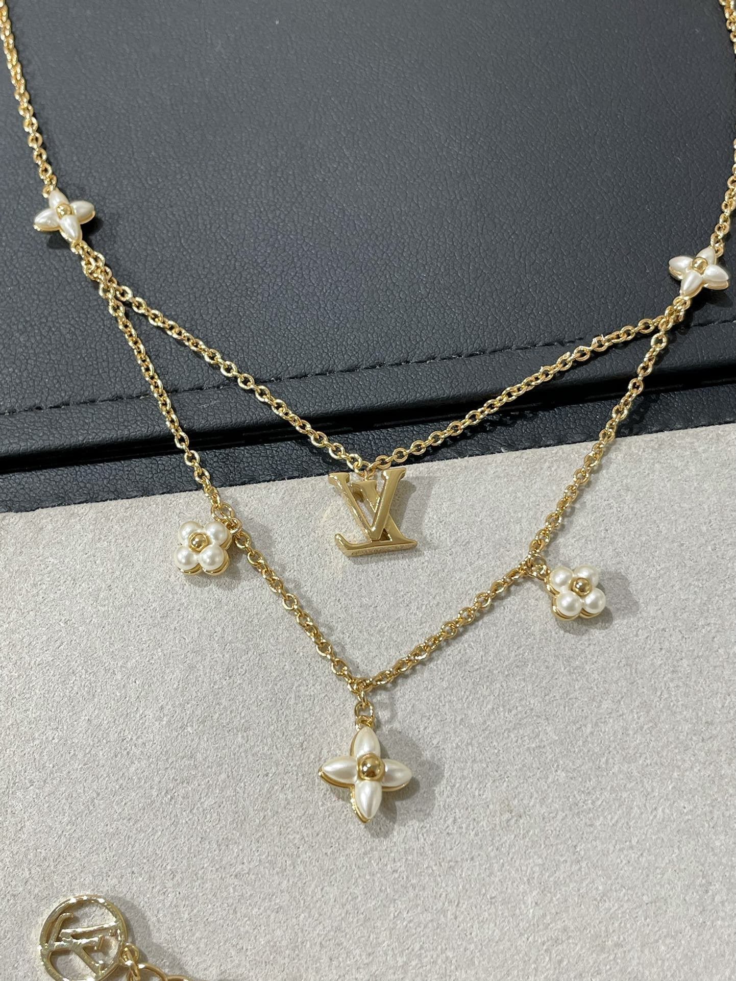 [NOBLE AURA]FLOWERGRAM GOLD MOP DOUBLE ROW NECKLACE