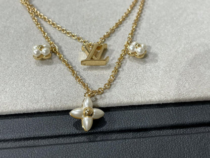[NOBLE AURA]FLOWERGRAM GOLD MOP DOUBLE ROW NECKLACE