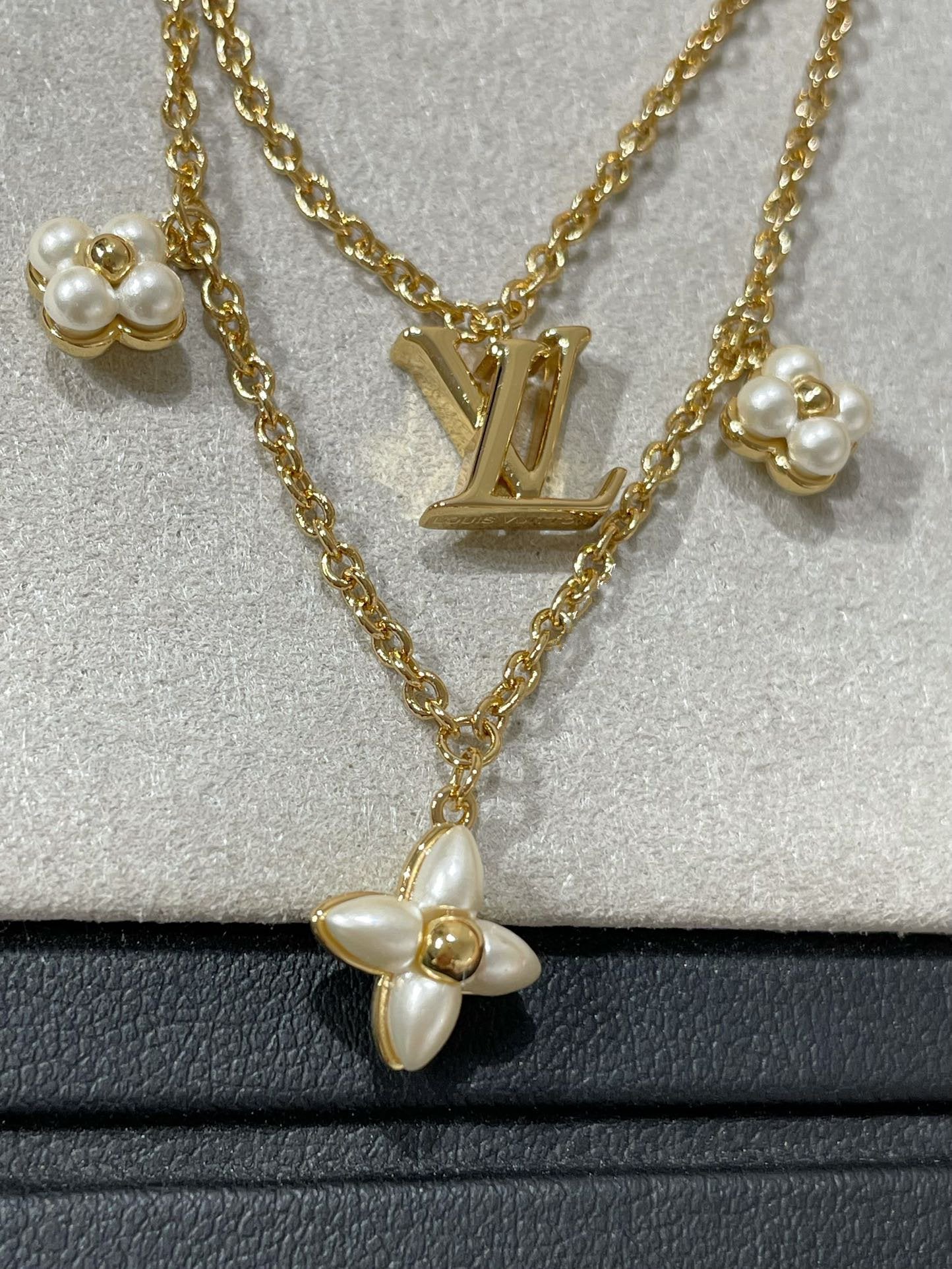 [NOBLE AURA]FLOWERGRAM GOLD MOP DOUBLE ROW NECKLACE