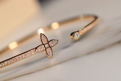 [NOBLE AURA]IDYLLE GOLD OPEN BRACELET DIAMOND PAVED