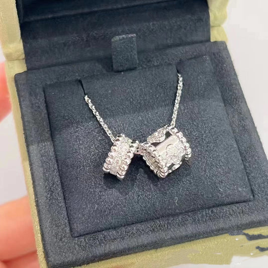 [NOBLE AURA]PERLEE DOUBLE PENDANT SILVER DIAMOND NECKLACE