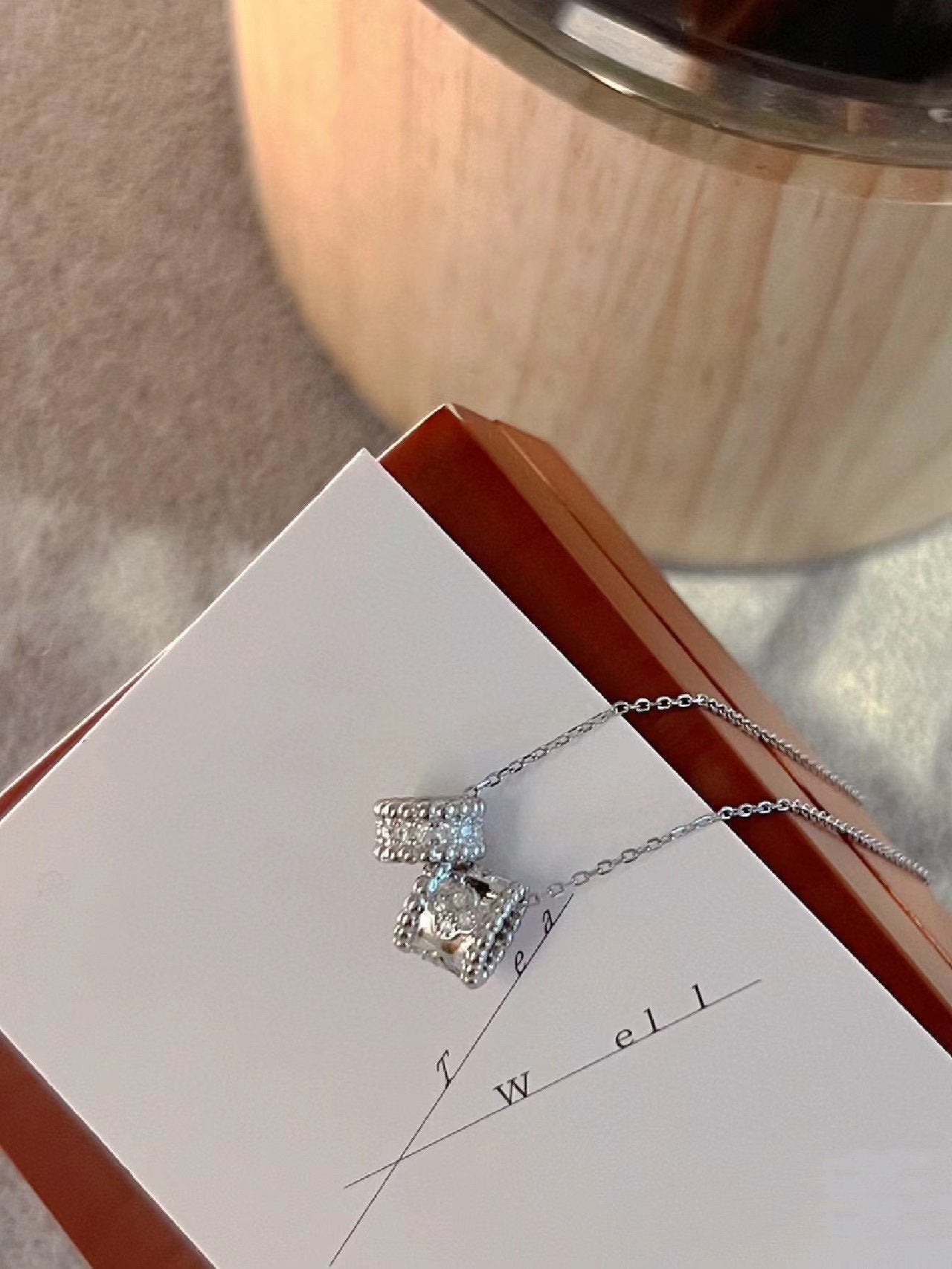 [NOBLE AURA]PERLEE DOUBLE PENDANT SILVER DIAMOND NECKLACE