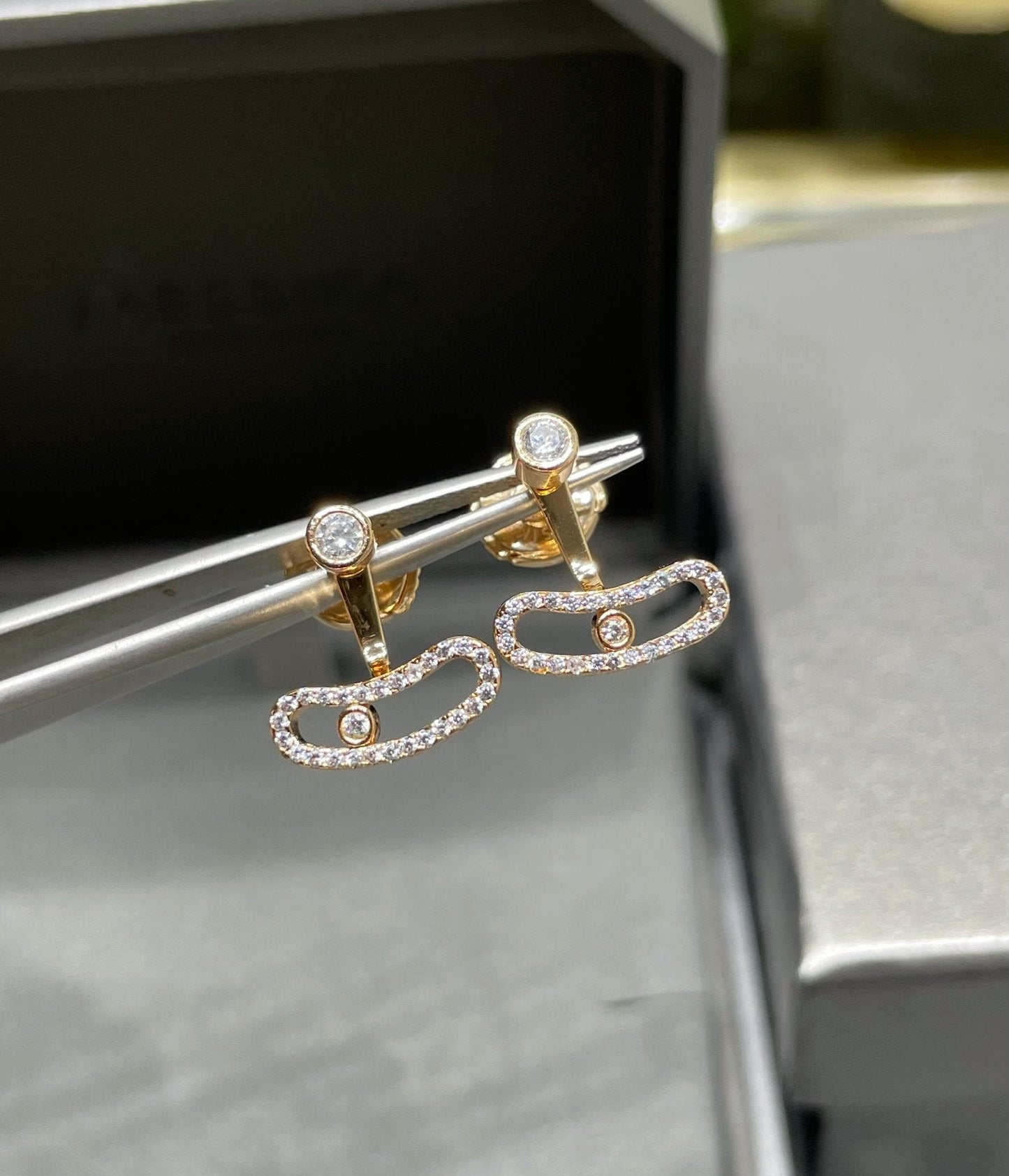 [NOBLE AURA]MOVE UNO PINK GOLD DIAMOND EARRINGS