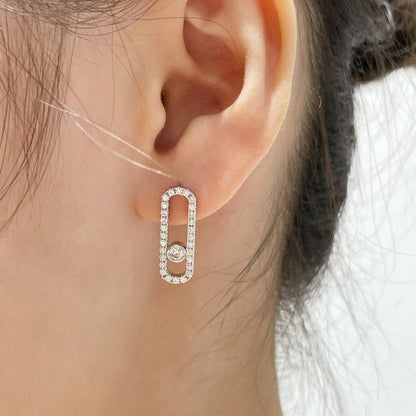 [NOBLE AURA]MOVE UNO STUD DIAMOND PAVED EARRINGS