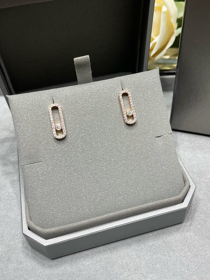 [NOBLE AURA]MOVE UNO STUD DIAMOND PAVED EARRINGS