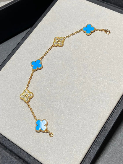 [NOBLE AURA] CLOVER 5 MOTIF BLUE AGATE BRACELET COLLECTION