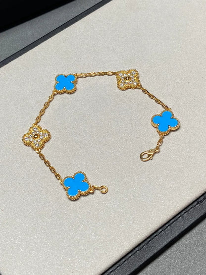 [NOBLE AURA] CLOVER 5 MOTIF BLUE AGATE BRACELET COLLECTION