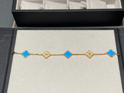 [NOBLE AURA] CLOVER 5 MOTIF BLUE AGATE BRACELET COLLECTION