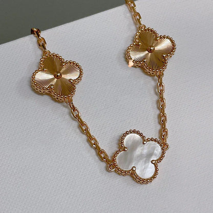 [NOBLE AURA]CLOVER WHITE PEARL MOP 5 MOTIF BRACELET COLLECTION