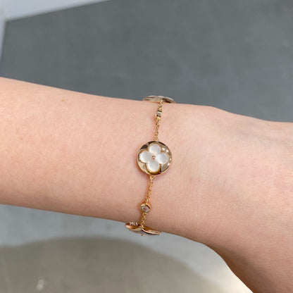 [NOBLE AURA]STAR AND SUN 4 MOTIF WHITE MOP PINK GOLD BRACELET