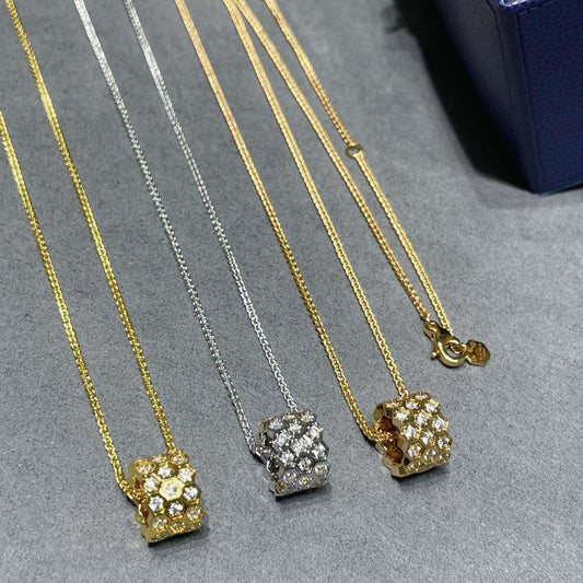 [NOBLE AURA]BEE LOVE DIAMOND PAVED 3 ROW NECKLACE