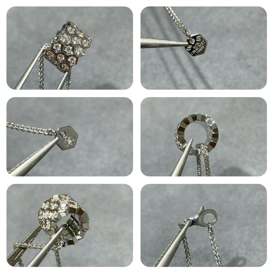 [NOBLE AURA]BEE LOVE DIAMOND PAVED 3 ROW NECKLACE