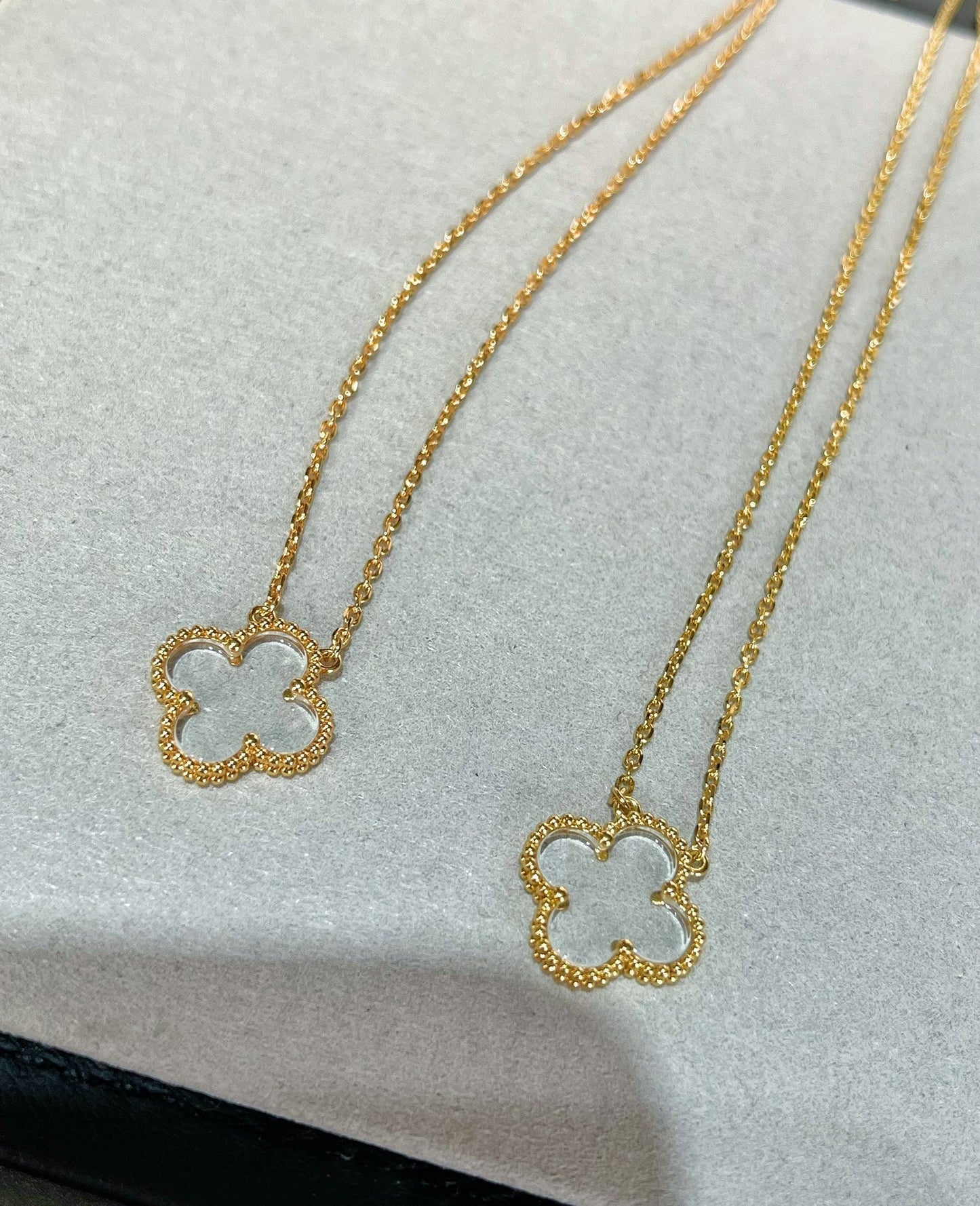 [NOBLE AURA]CLOVER ROCK CRYSTAL ROSE GOLD NECKLACE