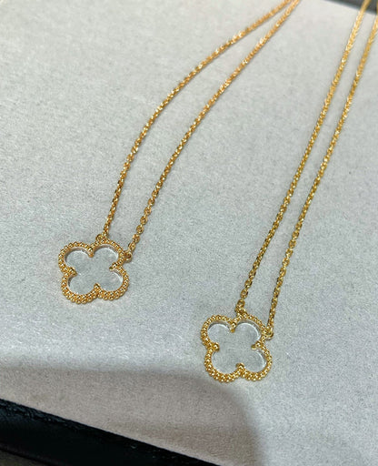 [NOBLE AURA]CLOVER ROCK CRYSTAL ROSE GOLD NECKLACE