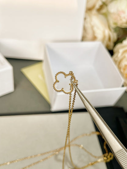 [NOBLE AURA]CLOVER ROCK CRYSTAL ROSE GOLD NECKLACE