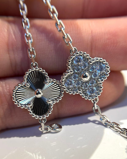 [NOBLE AURA]CLOVER 5 MOTIF SILVER DIAMOND BRACELET