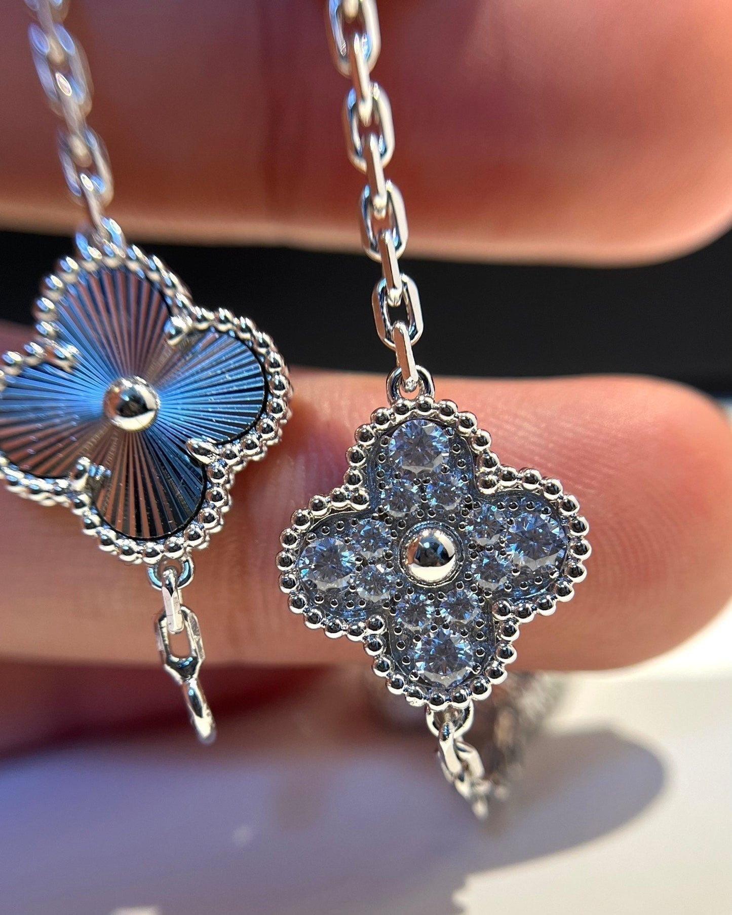 [NOBLE AURA]CLOVER 5 MOTIF SILVER DIAMOND BRACELET